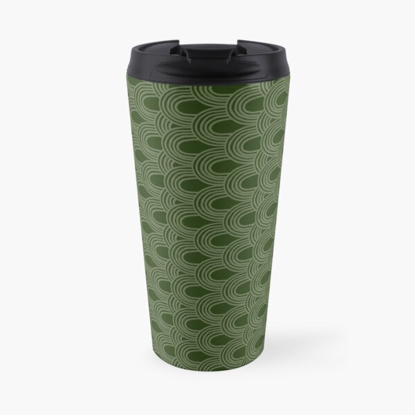 Jungle Pattern Set | Green shades hand drawn arch pattern Travel Coffee Mug