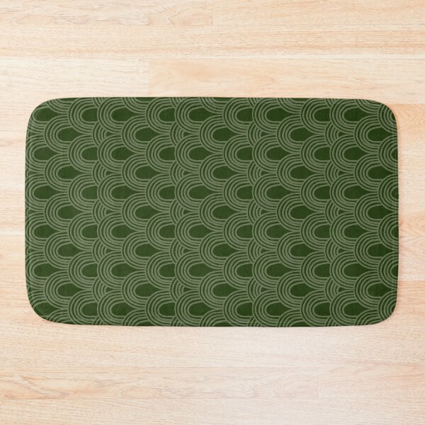 Jungle Pattern Set | Green shades hand drawn arch pattern Bath Mat