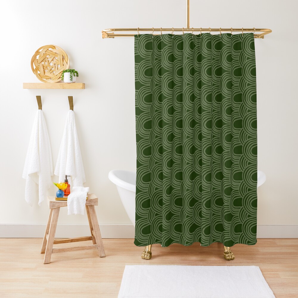 Jungle Pattern Set | Green shades hand drawn arch pattern Shower Curtain