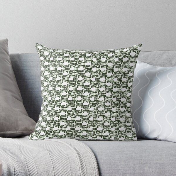 Jungle Pattern Set | Green & white hand drawn pattern Throw Pillow