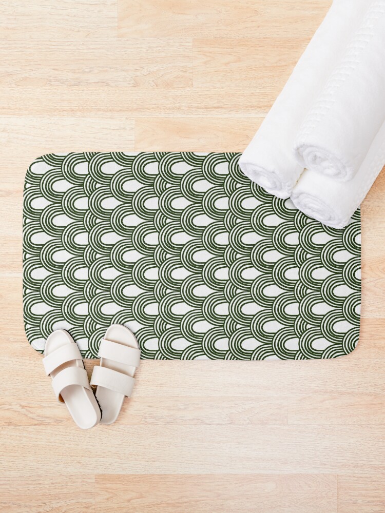 Alternate view of Jungle Pattern Set | Green & white hand drawn pattern Bath Mat