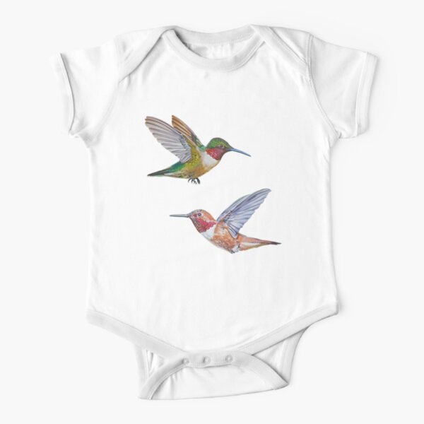 Hummingbirds set (Rufous & Ruby throated) Short Sleeve Baby One-Piece