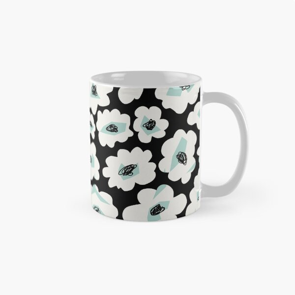 Artikelvorschau, Chunky Schwarz und Creme Retro Blumen mit Minzgrün entworfen und verkauft von misentangled.