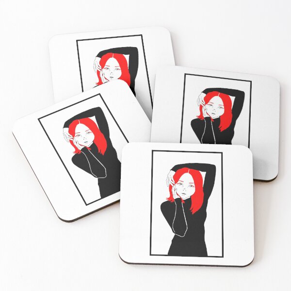 Aperçu de l'œuvre Illustration portrait belle femme cheveux roux à contraste élevé créée et vendue par inker20.