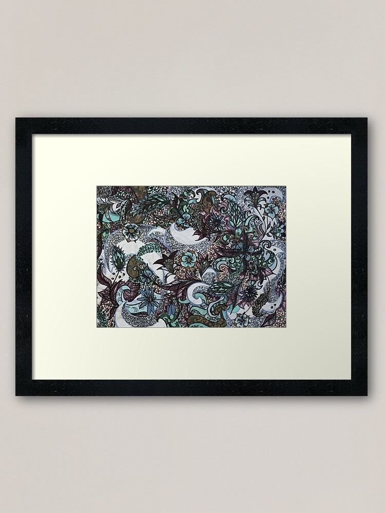 Alternate view of Textile Tattoo Mandala Pale Blue Framed Art Print