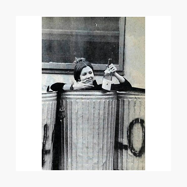 Carrie Fisher in a Trash Can Photographic Print