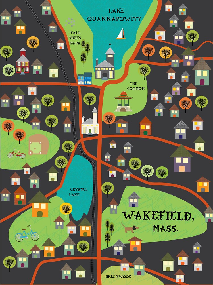 "Wakefield, MA" Sticker by ReginaDesign Redbubble