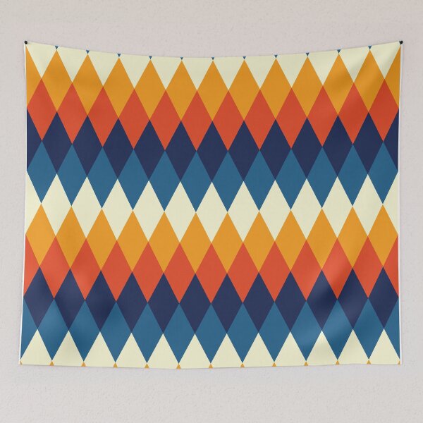 Item preview, Blues, Red, Orange and Cream Color Diamond Pattern designed and sold by hobrath.