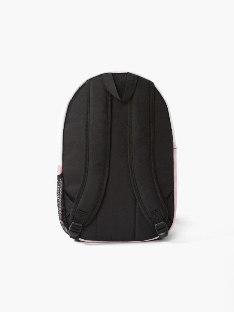 Alternate view of White and Light Millennial Pink Pastel Color Gingham Check Backpack
