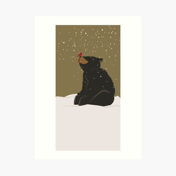 Winter Bear and Cardinal: With you, always Art Print
