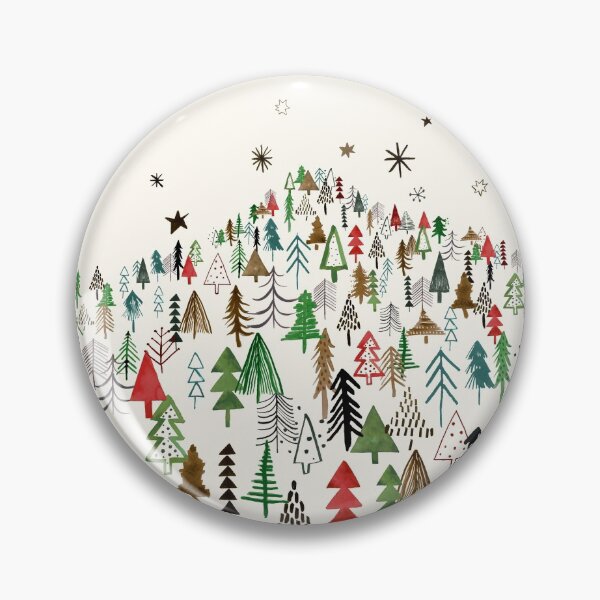 Item preview, Night forest mountain Christmas trees Green Red designed and sold by ninoladesign.