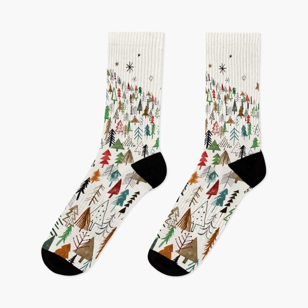 Item preview, Night forest mountain Christmas trees Green Red designed and sold by ninoladesign.