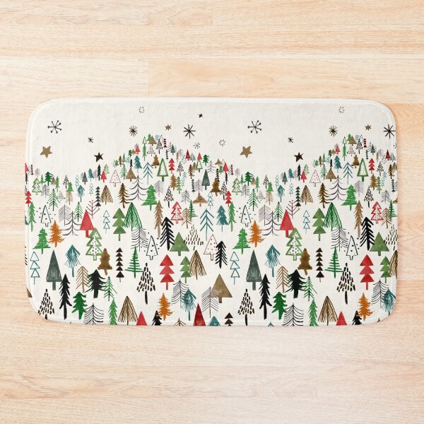 Item preview, Night forest mountain Christmas trees Green Red designed and sold by ninoladesign.
