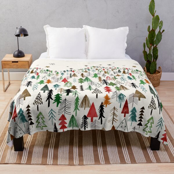 Item preview, Night forest mountain Christmas trees Green Red designed and sold by ninoladesign.
