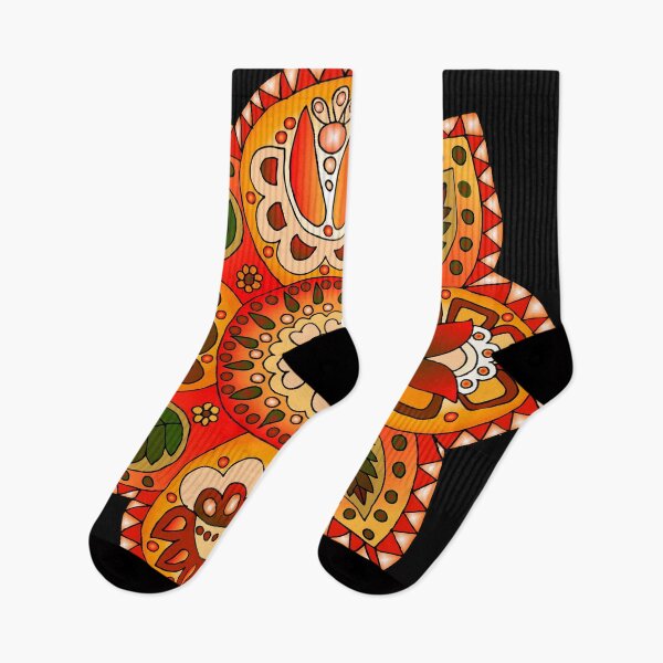 Item preview, Krakow folk pattern orange designed and sold by Paulina Dabrowska-Dorozynska.