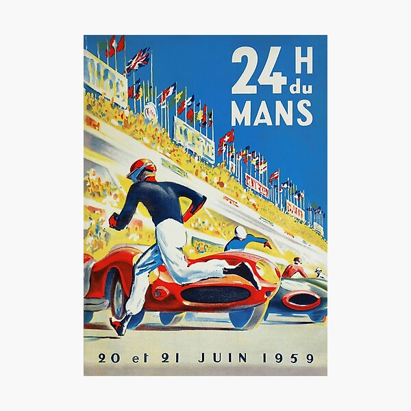 Aperçu de l'œuvre Le Mans, 24 Hour Car Race, 1959 Car Race Vintage Poster créée et vendue par vintagevivian.