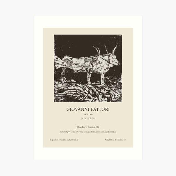 Giovanni Fattori. Exhibition poster for Italian Cultural Institute in Paris, 1978. Art Print