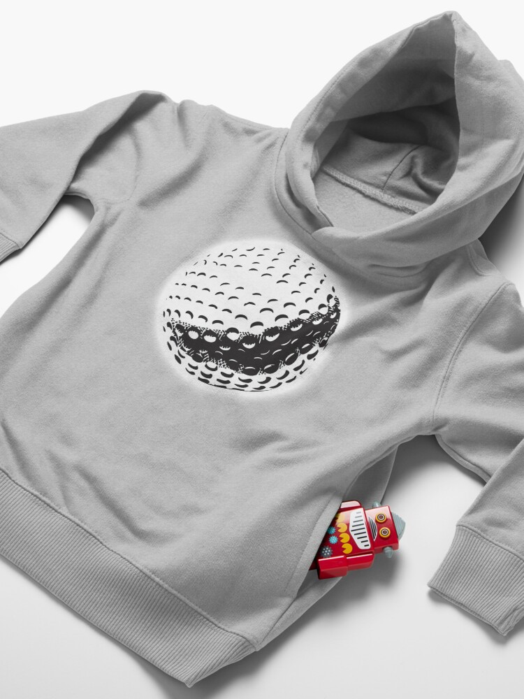 Alternate view of GOLF BALL, SPORT, Golfing, Golf, Black on White. Toddler Pullover Hoodie