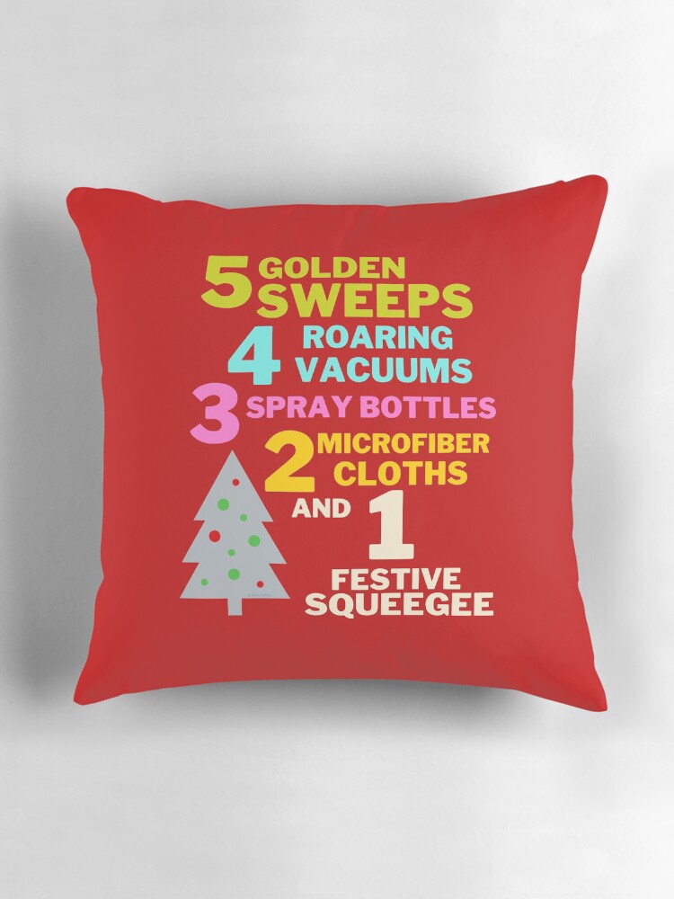 Thumbnail 3 of 4, Pillow, 1 Festive Squeegee Funny Christmas Cleaning Humor designed and sold by SavvyCleaner.