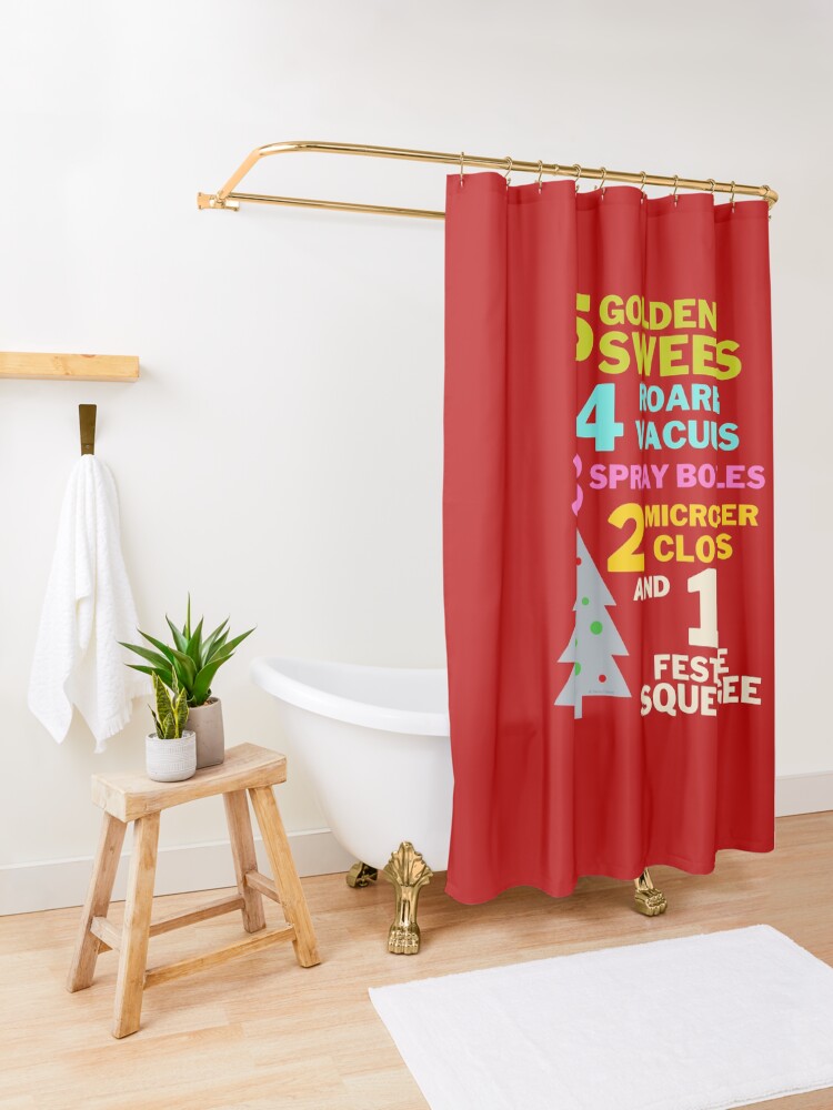 Alternate view of 1 Festive Squeegee Funny Christmas Cleaning Humor Shower Curtain