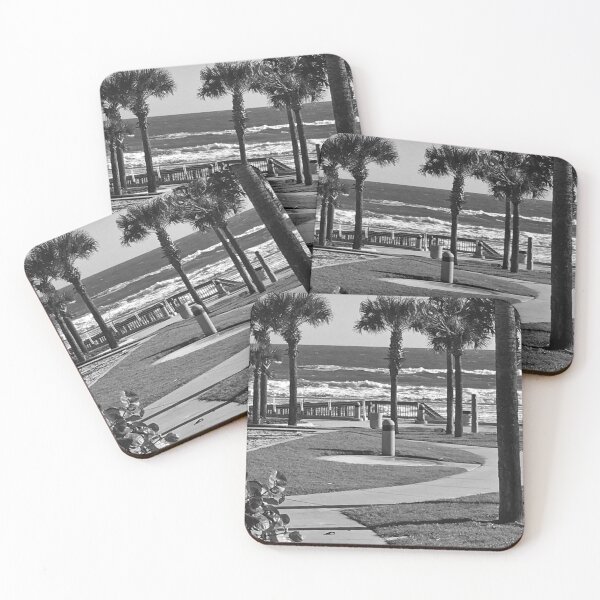 Item preview, black and white palm trees at the ocean designed and sold by angeldarkling.