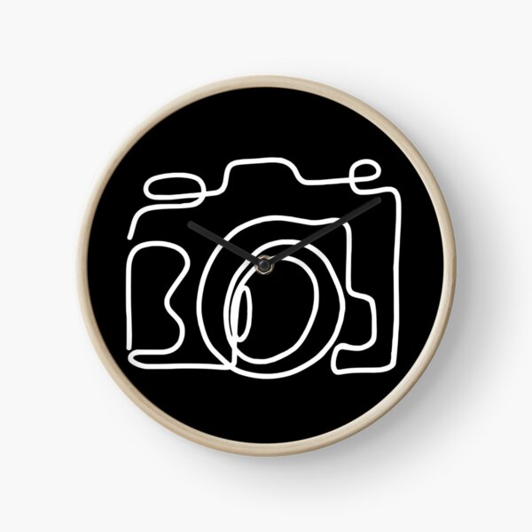 Camera line drawing in minimal art style Clock