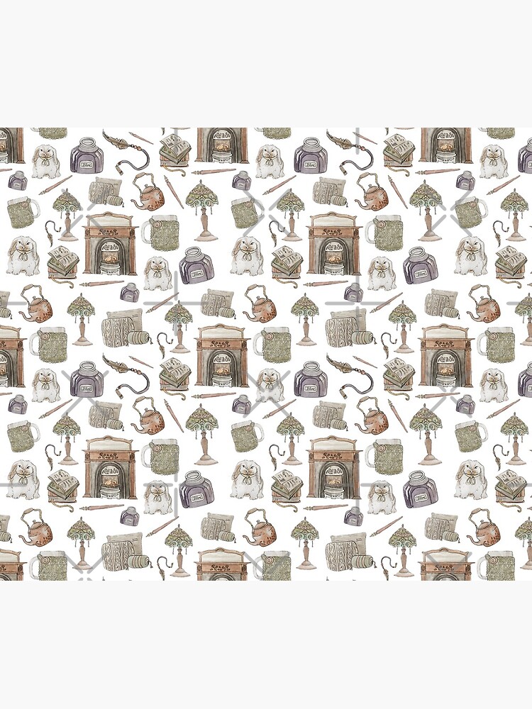 Hearth Witch Pattern with White Background by WitchofWhimsy