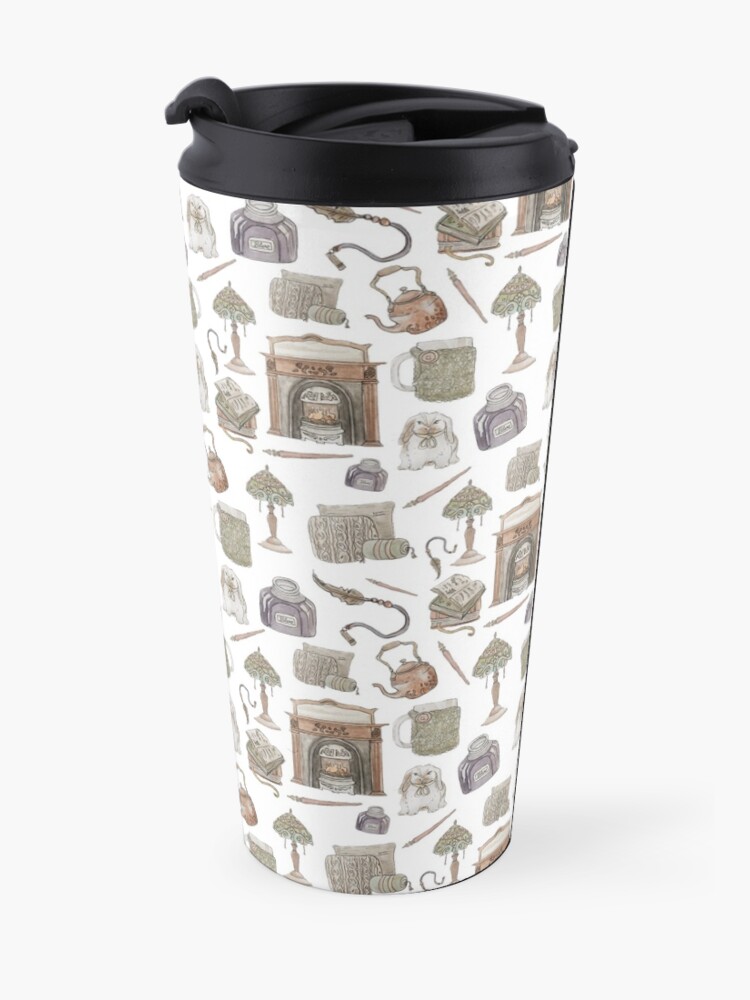 Alternate view of Hearth Witch Pattern with White Background Travel Mug