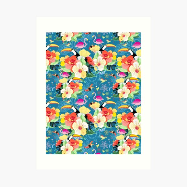 tropical pattern with birds Art Print