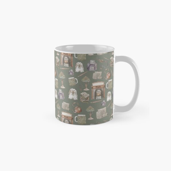 Hearth Witch Pattern with Green Background Classic Mug