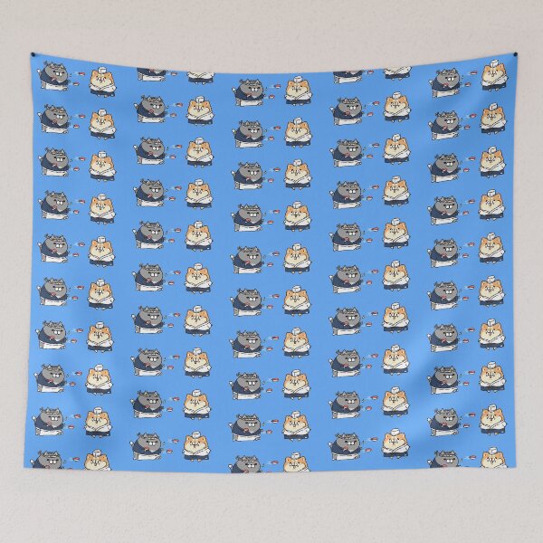 Item preview, Sushi chefs throwing sushi and being cats in kimono designed and sold by MisoraA.