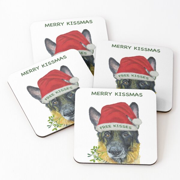 Item preview, Merry Kismass German Shepherd free kisses fun Christmas design with mistletoe designed and sold by IslesArt.