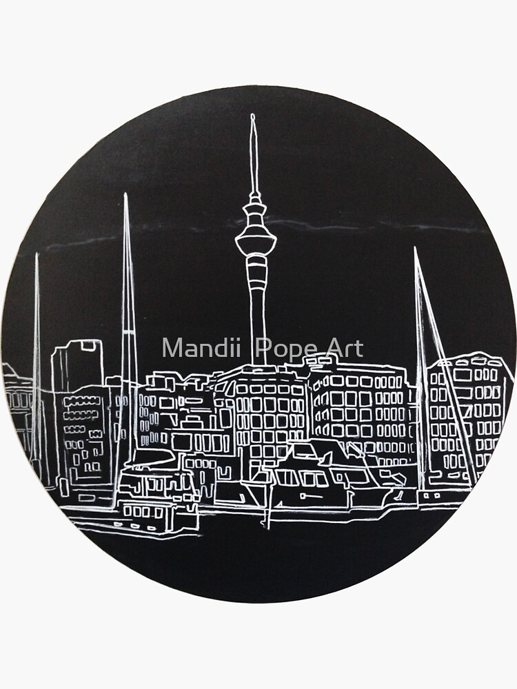 Thumbnail 3 of 3, Sticker, Auckland City Viaduct New Zealand designed and sold by mandiipope.
