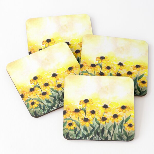 Item preview, Abstract yellow watercolor flowers designed and sold by forestmagic.