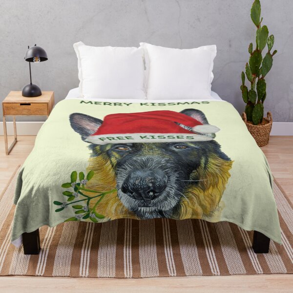 Item preview, Merry Kismass German Shepherd free kisses fun Christmas design with mistletoe designed and sold by IslesArt.