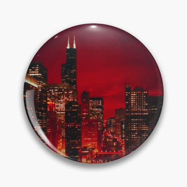 Item preview, Red Chicago River at Night designed and sold by Zurickdesigns.