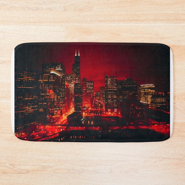 Item preview, Red Chicago River at Night designed and sold by Zurickdesigns.