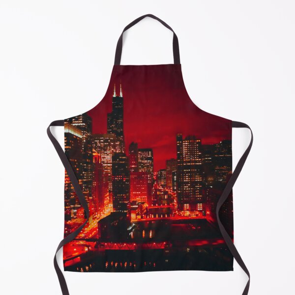 Item preview, Red Chicago River at Night designed and sold by Zurickdesigns.