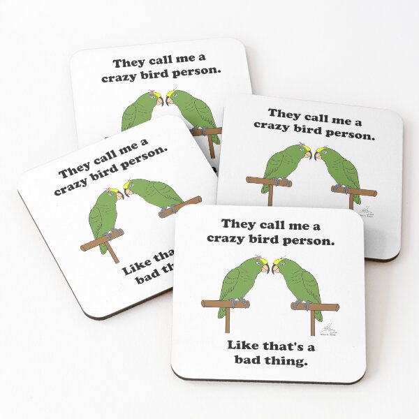 Item preview, Crazy Bird Person with Yellow-crowned Amazons designed and sold by Laughing Parrot Studio.