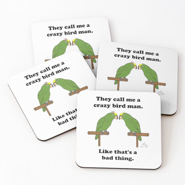 Item preview, Crazy Bird man with Yellow-crowned Amazons designed and sold by Laughing Parrot Studio.