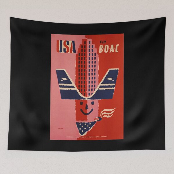 Item preview, retro classic USA Fly Boac poster designed and sold by CorasPosters.