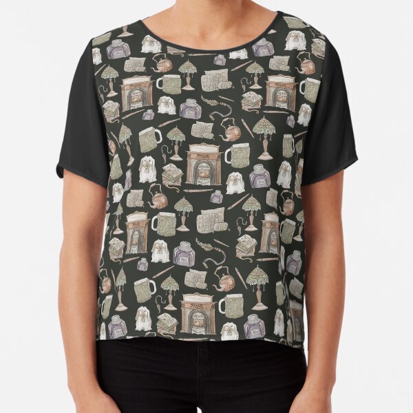 Cozy Hearth Witch with Dark Background Chiffon Top