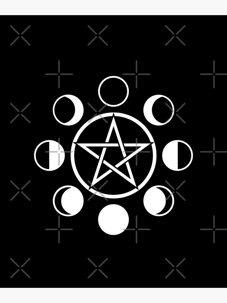 Witchy Wiccan Moon Phases with Pentacle Pentagram Pagan symbol Metal Print  for Sale by SpreadForSatan