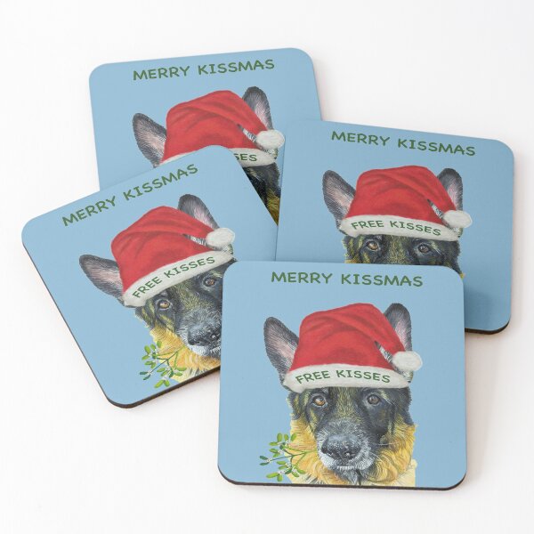 Item preview, Merry Kismass German Shepherd free kisses fun Christmas design with mistletoe designed and sold by IslesArt.