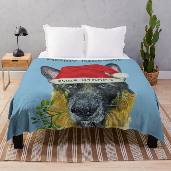 Item preview, Merry Kismass German Shepherd free kisses fun Christmas design with mistletoe designed and sold by IslesArt.