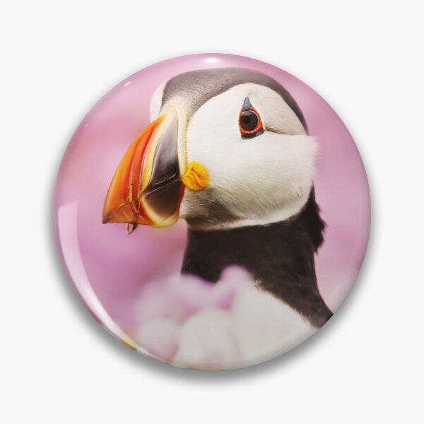 Item preview, Atlantic puffin with pink flowers designed and sold by dgwildlife.