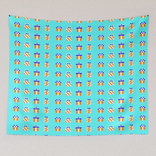 Item preview,  Christmas Present Xmas Gift Christmassy Festive Face Mask orange, blue, white  designed and sold by Jenny Meehan Art Prints and Patterns  .