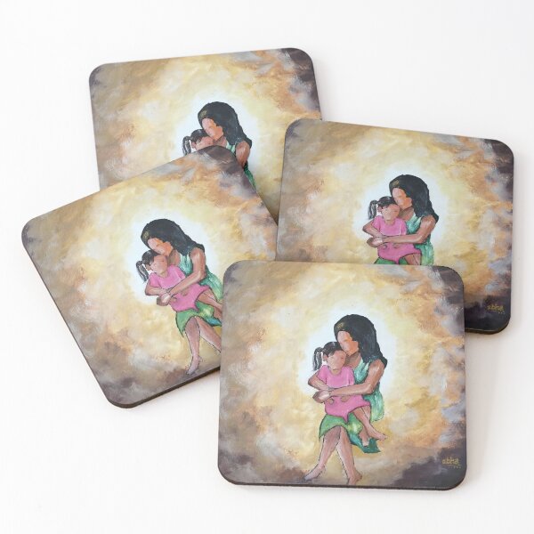 Item preview, Oil painting of a mother carrying her child and hugging her tight. designed and sold by Abha-Hues.