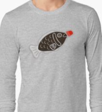 Sushi Soy Fish Pattern in Blue Long Sleeve T-Shirt