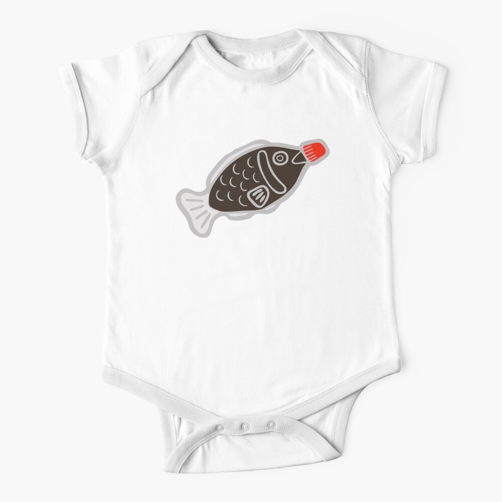 Sushi Soy Fish Pattern in Blue Short Sleeve Baby One-Piece